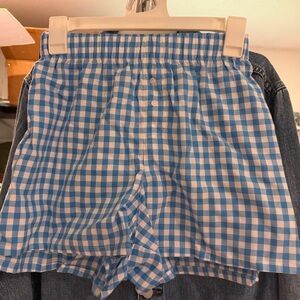 Colsie Blue and White Gingham Cotton Boxers